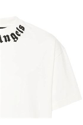 ivory white/black cotton jersey texture PALM ANGELS | PMAA001F24JER0070310